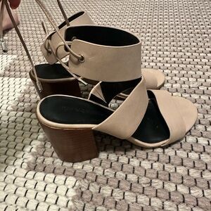 Rebecca Minkoff Tan Heels with Chunky Wooden Heel